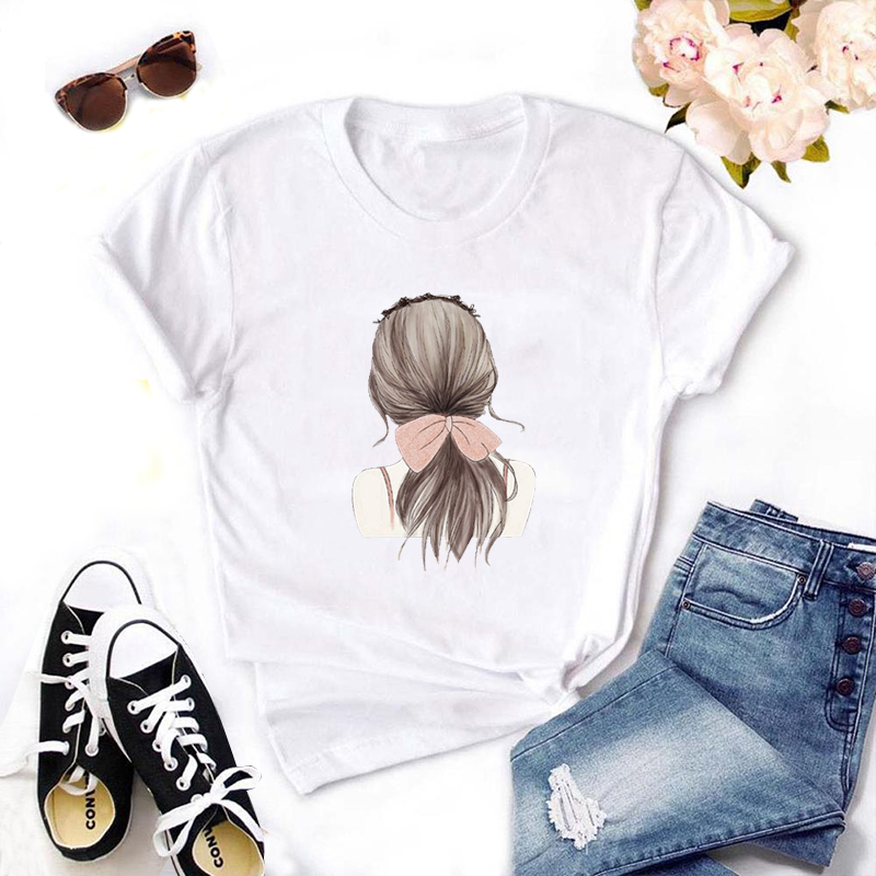 

Lovely Leisure Cartoon Print White T-shirt