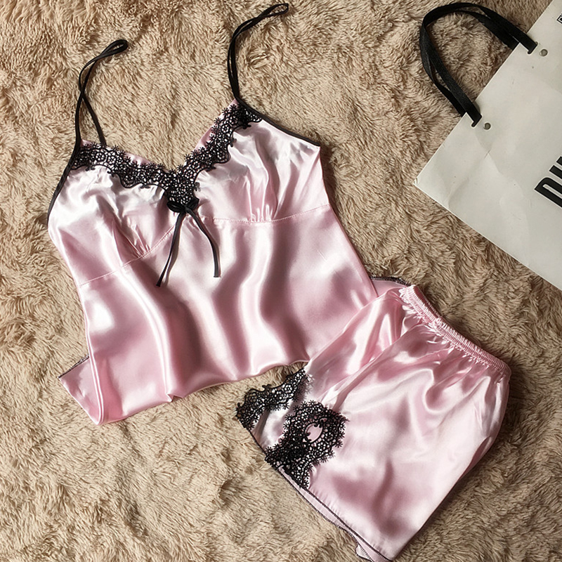 

Lovely Sexy Lace Hem Pink Sleepwear