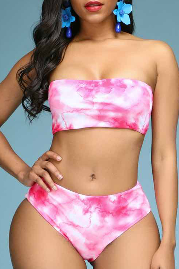 

Lovely Tie-dye Pink Two-piece Swimsuit