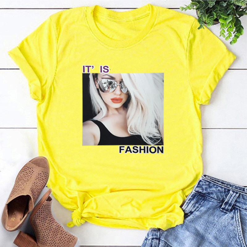 

Lovely Leisure O Neck Print Yellow T-shirt