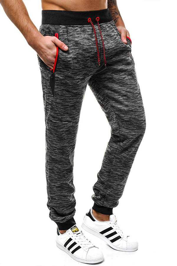 

Lovely Leisure Lace-up Grey Black Pants