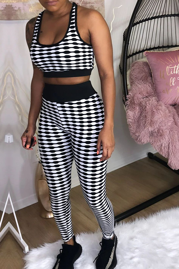 

Lovely Sportswear Print White Two-piece Pants Set