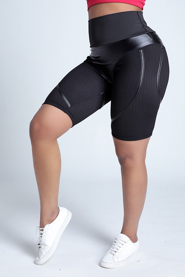

Lovely Sportswear Patchwork Black Shorts