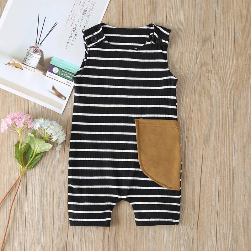 

Lovely Sweet Striped Black Boy One-piece Romper