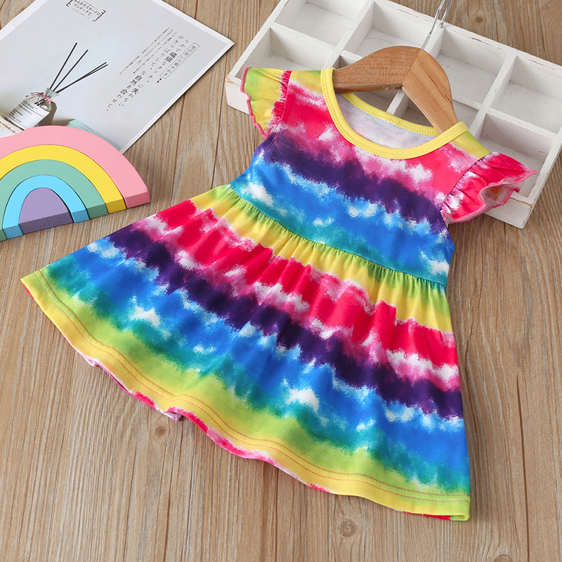 

Lovely Sweet Tie-dye Multicolor Girl Knee Length Dress, Multi