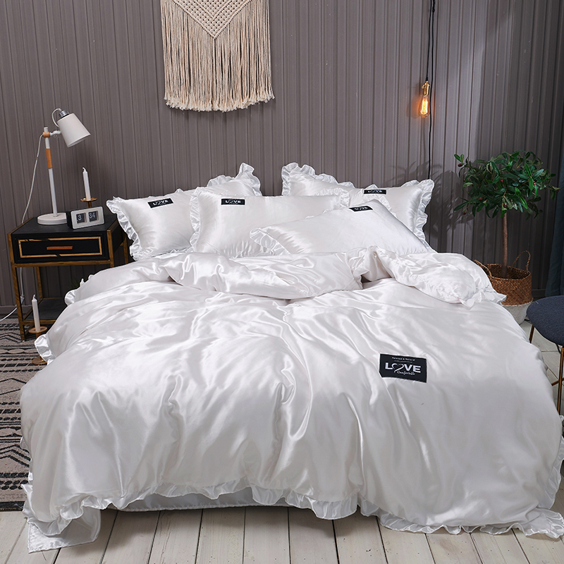 

Lovely Cosy Flounce Design White Bedding Set