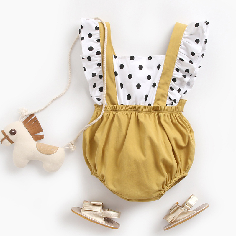 

Lovely Sweet Dot Print White Girl One-piece Romper, White dot