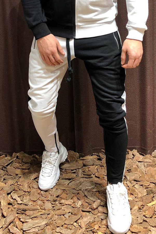 

Lovely Sportswear Patchwork Black And White Pants