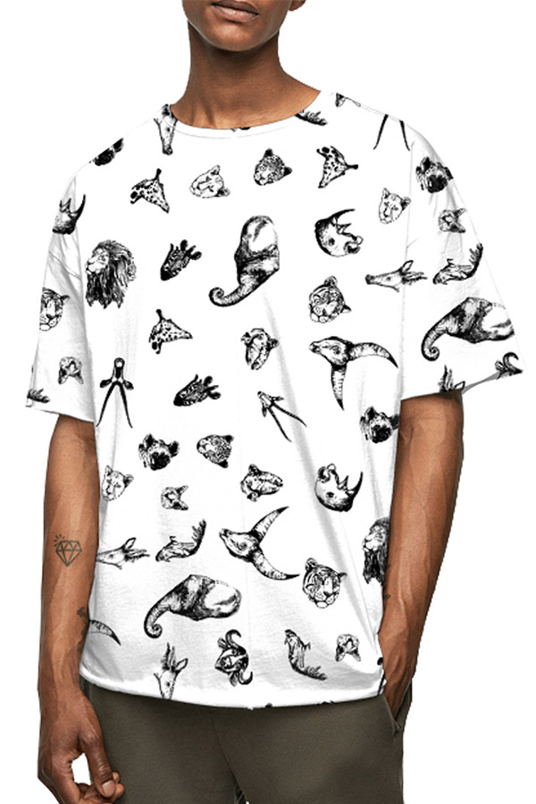 

Lovely Leisure O Neck Print White T-shirt