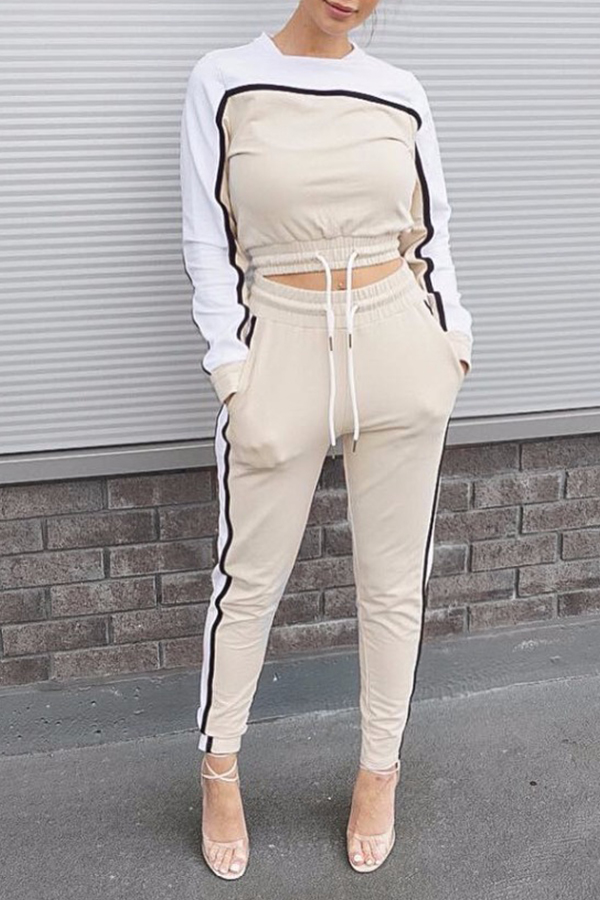 

Lovely Sportswear Patchwork White Loungewear