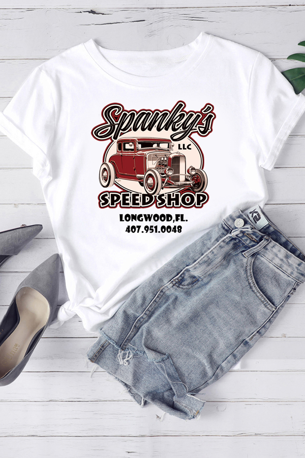

Lovely Leisure O Neck Print White T-shirt