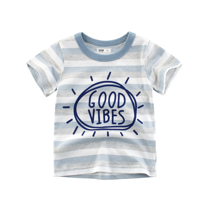 

Lovely Casual O Neck Striped Print Blue Boy T-shirt