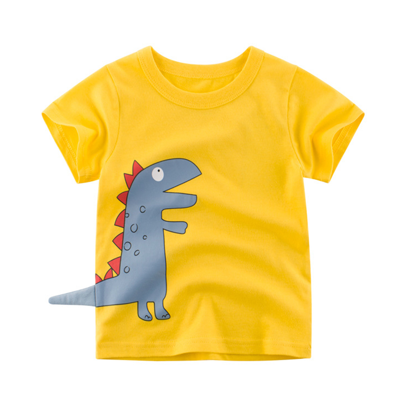 

Lovely Leisure O Neck Cartoon Print Golden Yellow Boy T-shirt