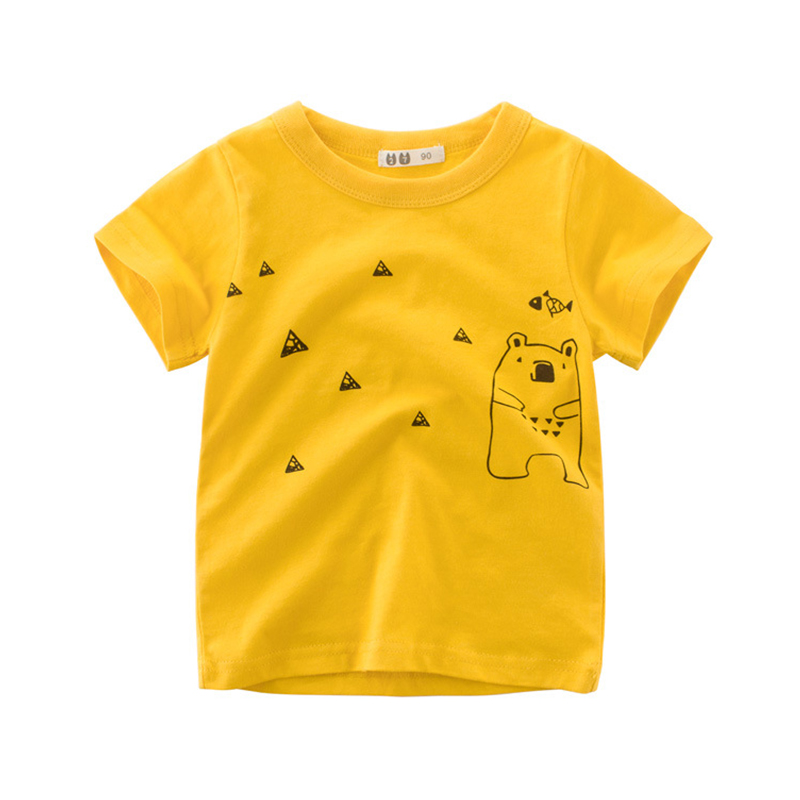 

Lovely Casual O Neck Cartoon Print Yellow Boy T-shirt