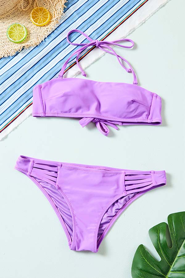 

Lovely Cut-Out Purple Two-piece Swimsuit