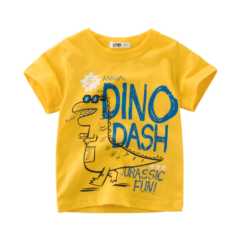 Lovely Casual O Neck Print Yellow Boy T-shirt