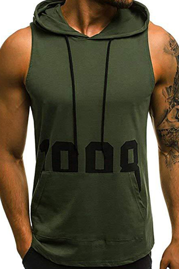 

Lovely Sportswear Letter Army Green Vest