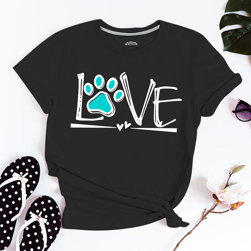 

Lovely Casual O Neck Letter Print Black T-shirt