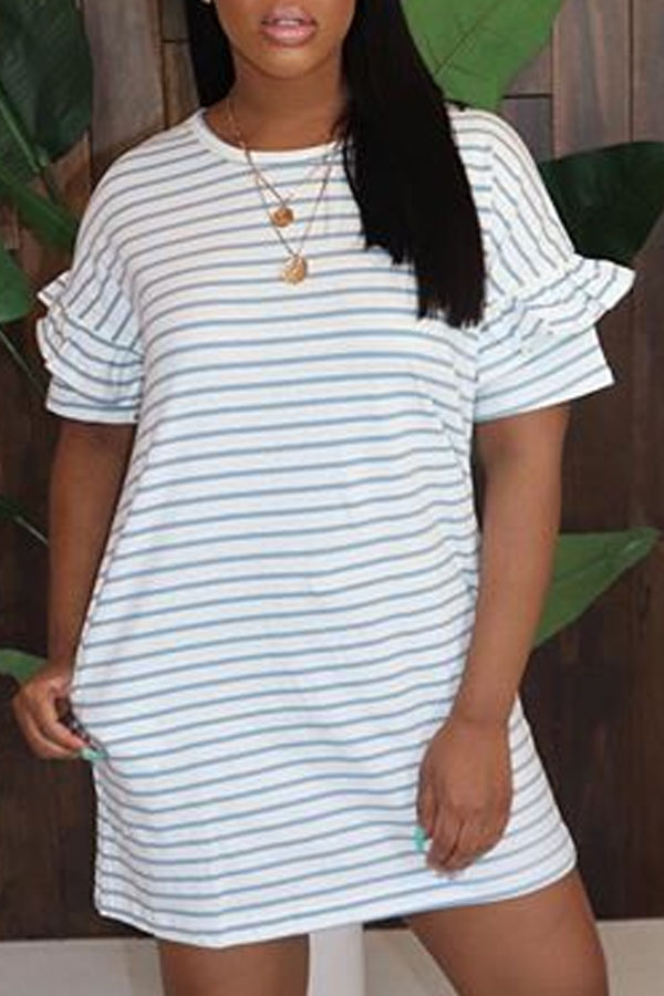 

Lovely Sweet Striped Grey Mini Dress