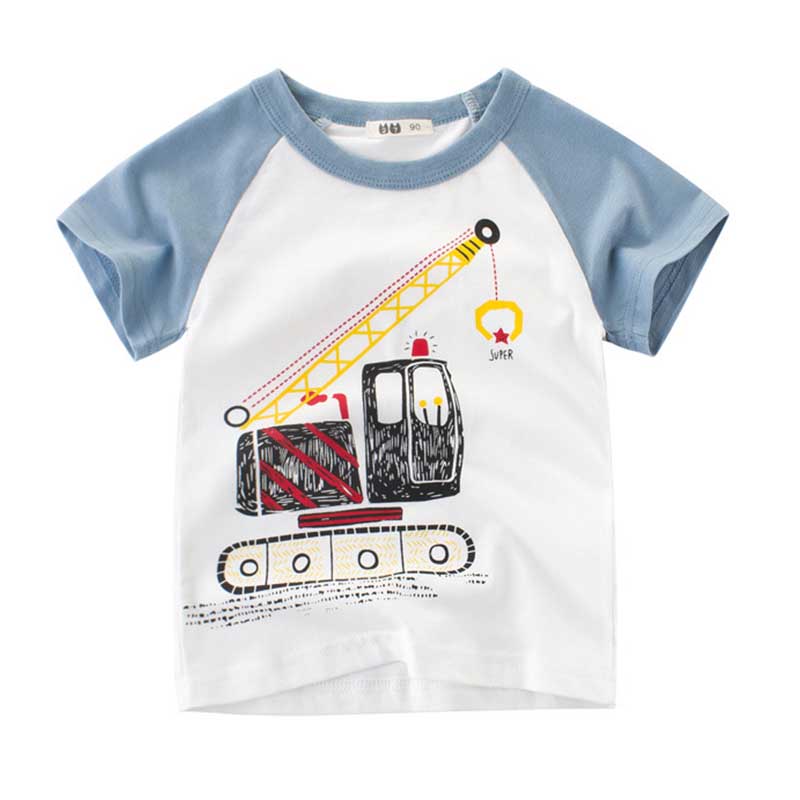 

Lovely Casual O Neck Print Baby Blue Boy T-shirt