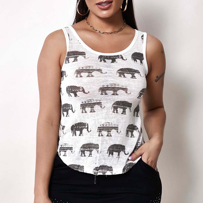 

Lovely Casual Print White Camisole