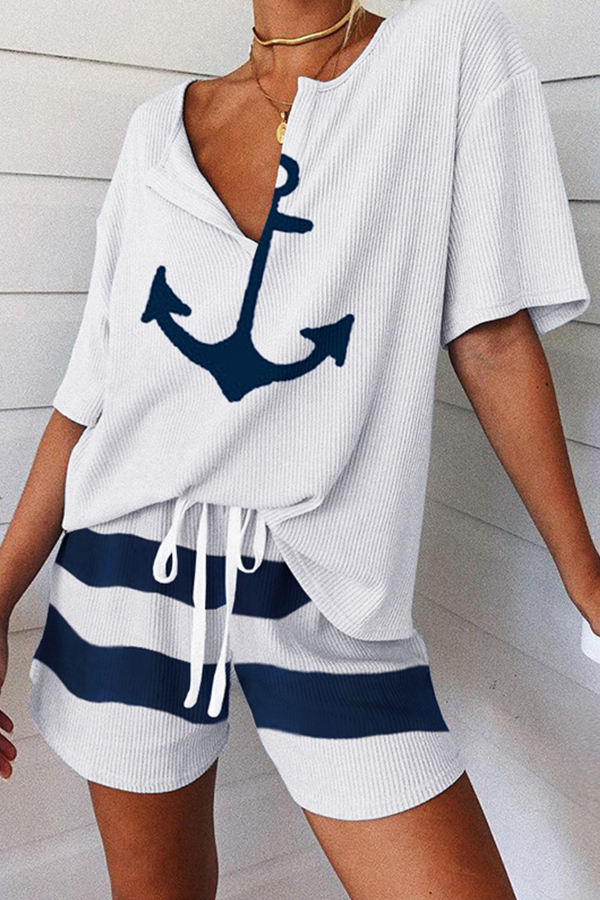 

Lovely Leisure Print White Loungewear