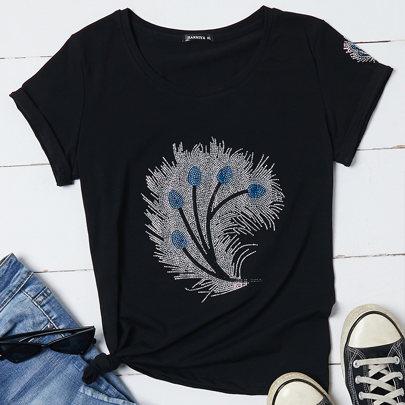 

Lovely Leisure O Neck Print Black T-shirt