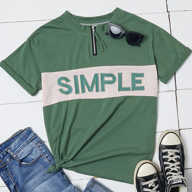 

Lovely Casual Letter Print Green T-shirt