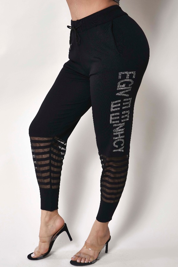 

Lovely Casual Patchwork Black Pants