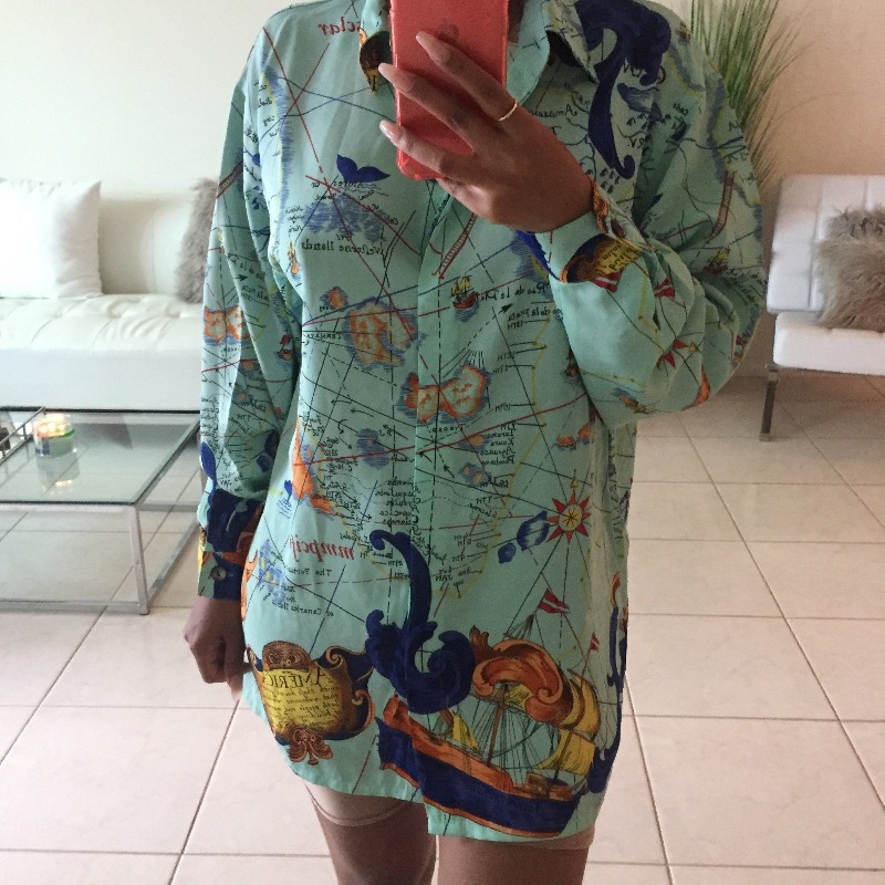 

Lovely Trendy Print Baby Blue Knee Length Dress