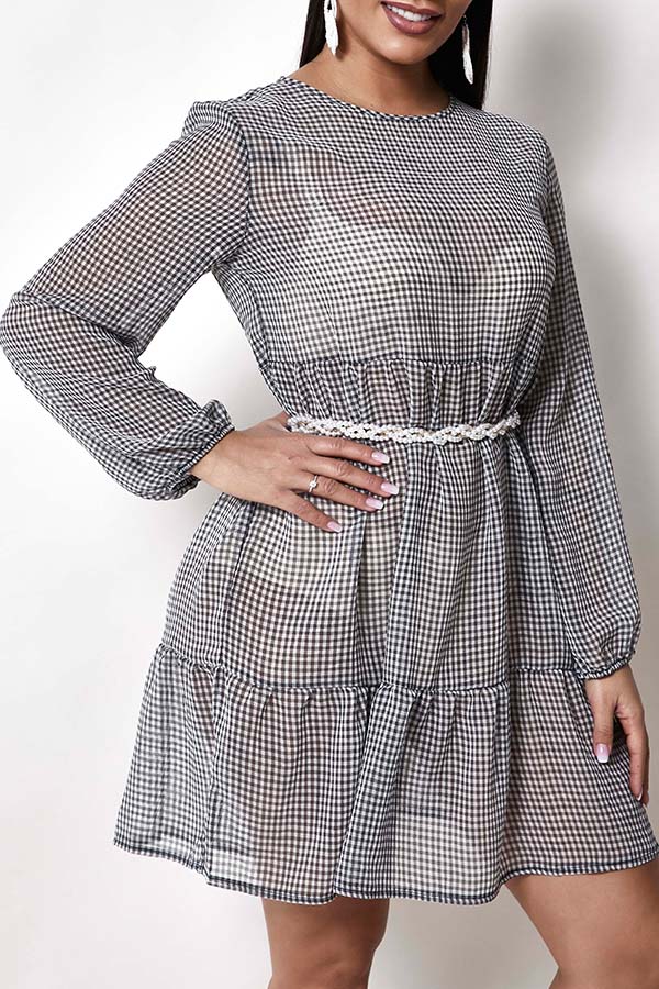 

Lovely Stylish Grid Black Mini Dress