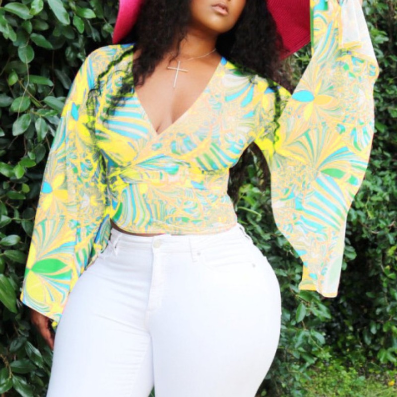 

Lovely Sweet Print Yellow Blouse