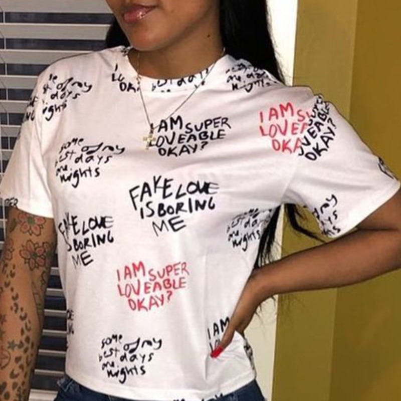 

Lovely Leisure Letter Print White T-shirt