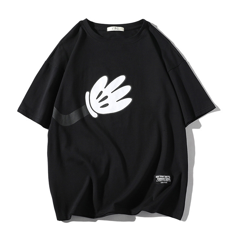 

Lovely Leisure O Neck Print Black Shirt