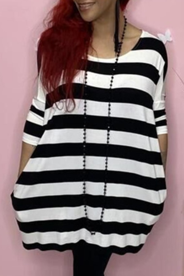 

Lovely Casual Striped Black Mini Dress