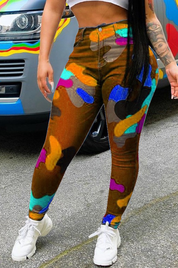 

Lovely Leisure Print Brown Pants
