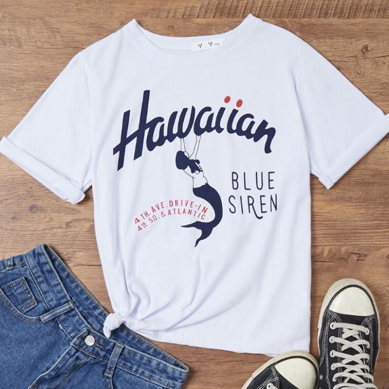 

Lovely Leisure O Neck Letter Print White T-shirt