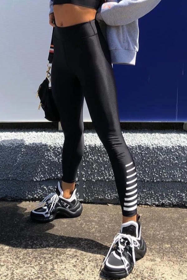 

Lovely Sportswear Patchwork Black Pants