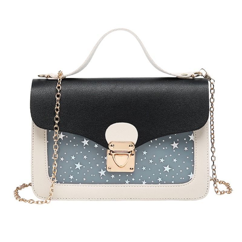 

Lovely Trendy Patchwork Black Crossbody Bag