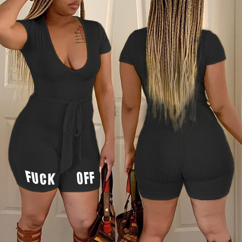 

Lovely Casual Letter Black One-piece Romper
