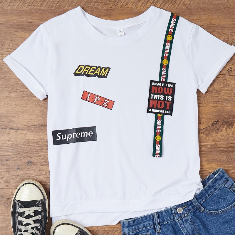 

Lovely Leisure O Neck Letter Print White T-shirt