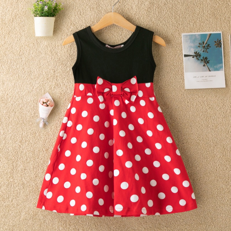

Lovely Sweet Dot Print Black Girl Mid Calf Dress