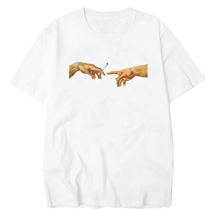 

Lovely Leisure O Neck Print White T-shirt