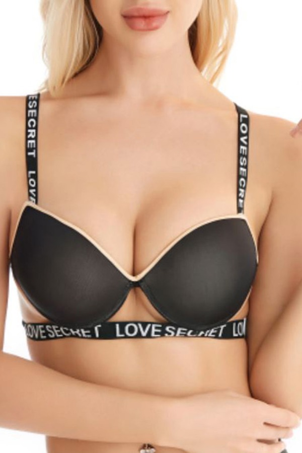 

Lovely Sexy Letter Black Bra Sets