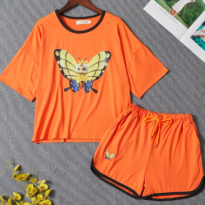 

Lovely Leisure Print Orange Sleepwear