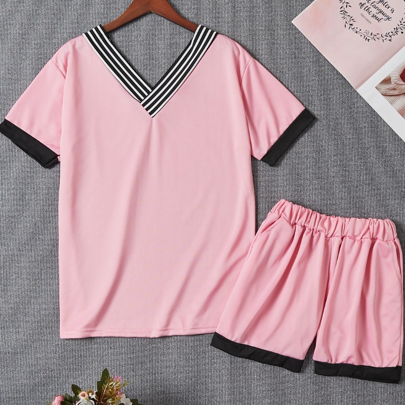 

Lovely Leisure Patchwork Pink Sleepwear