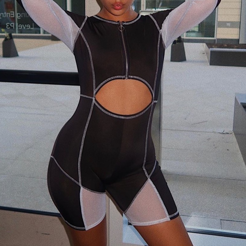 

Lovely Trendy Patchwork Black One-piece Romper