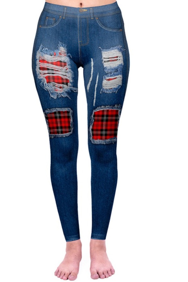 

Lovely Sportswear Patchwork Blue Pants