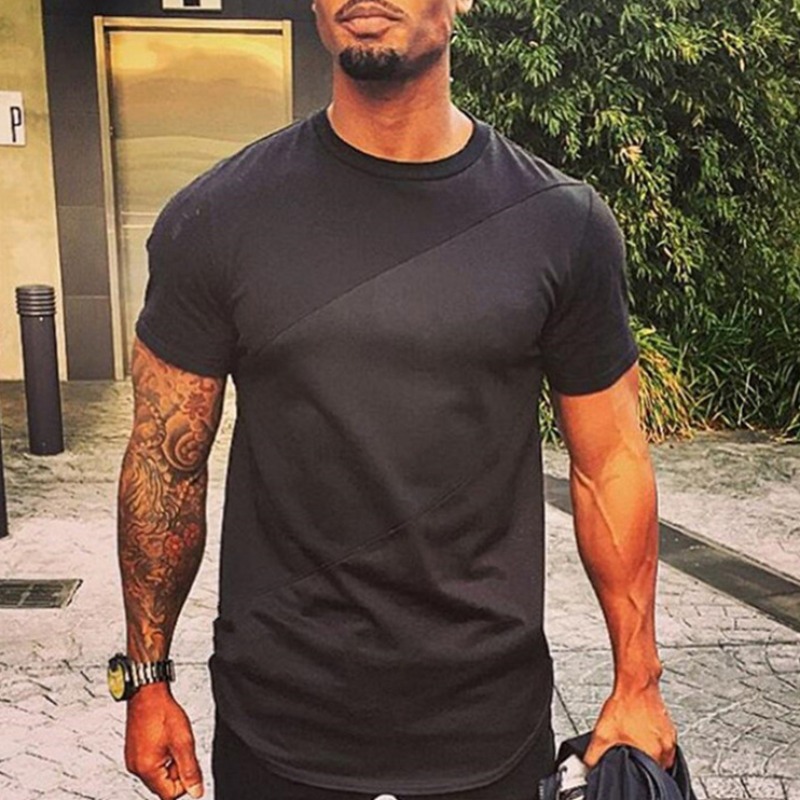 

Lovely Casual O Neck Patchwork Black T-shirt