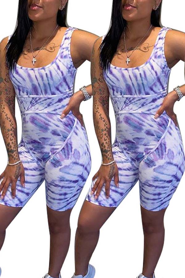 

Lovely Sportswear Tie-dye White One-piece Romper